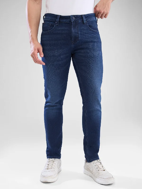 Dark Wash Jeans for Elegance -Spykar Dark Blue Slim Fit Jeans For Men