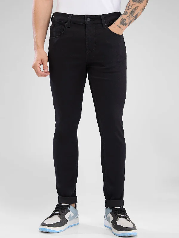 Designer Jeans for Luxury -Spykar Black Slim Fit Jeans For Men