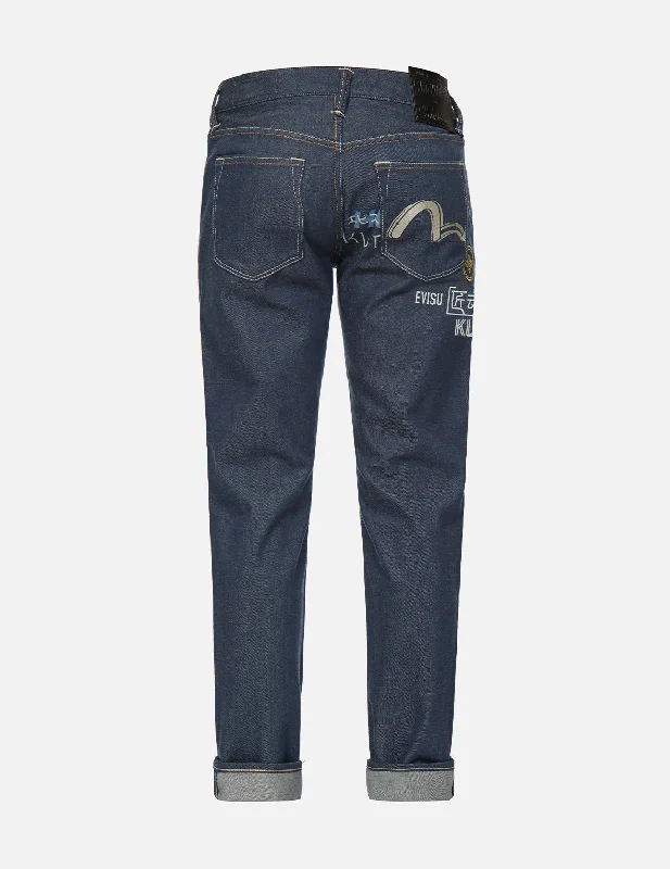 Low Waisted Jeans for Casual -Logo Print and Embroidered Slim Straight fit Jeans #2010