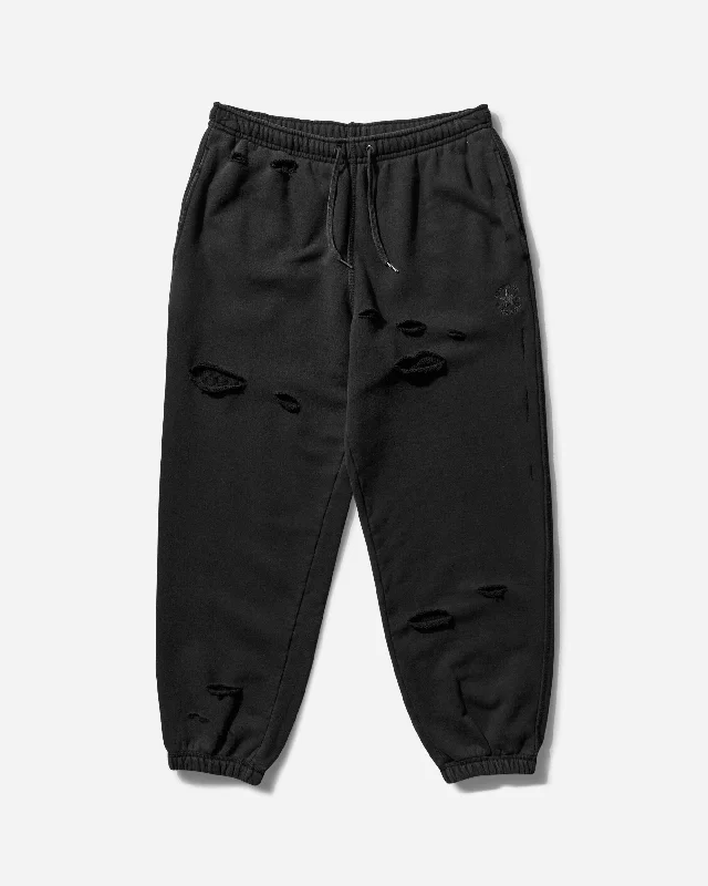 Stretchy skinny pants for figure-hugging appeal -Slam Jam Destroyed Sweatpants Black