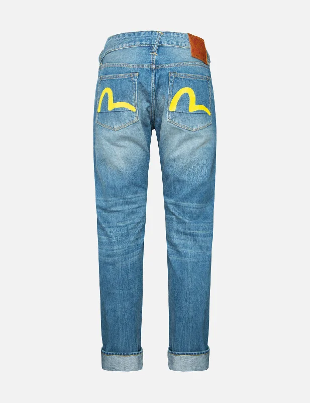 Distressed Jeans for Edgy Style -Seagull Print Slim-Fit Jeans #2010