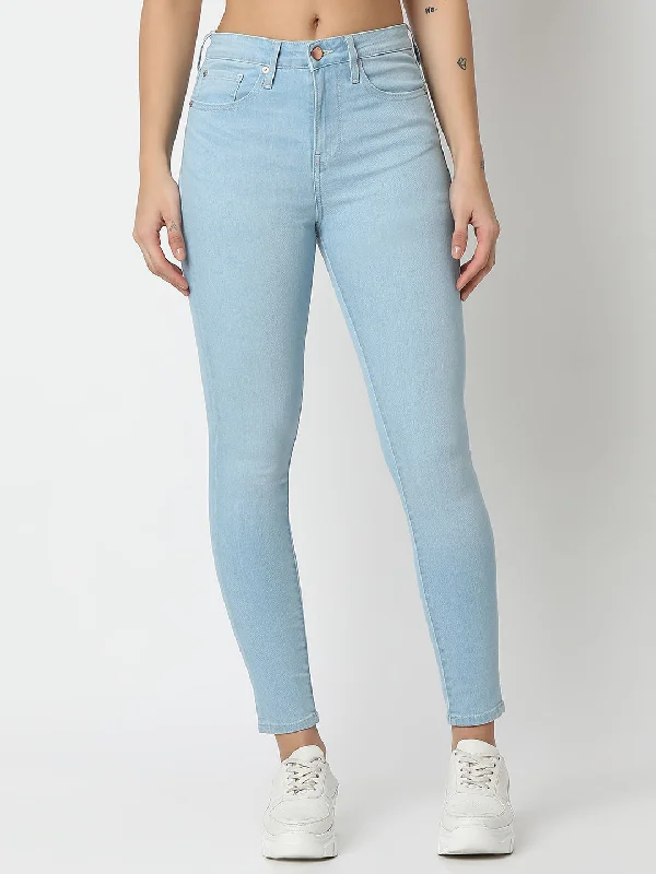 Affordable Jeans for Budget -Spykar Ice Blue Super Skinny Fit High Rise Jeans For Women