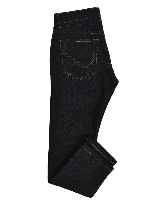 Relaxed chino pants for casual Friday offices -EZS Dark Indigo Jeans