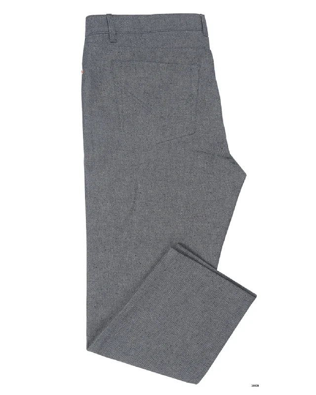 Waterproof rain pants for stormy weather protection -Denim: Navy Grey Slub Herringbone Jeans