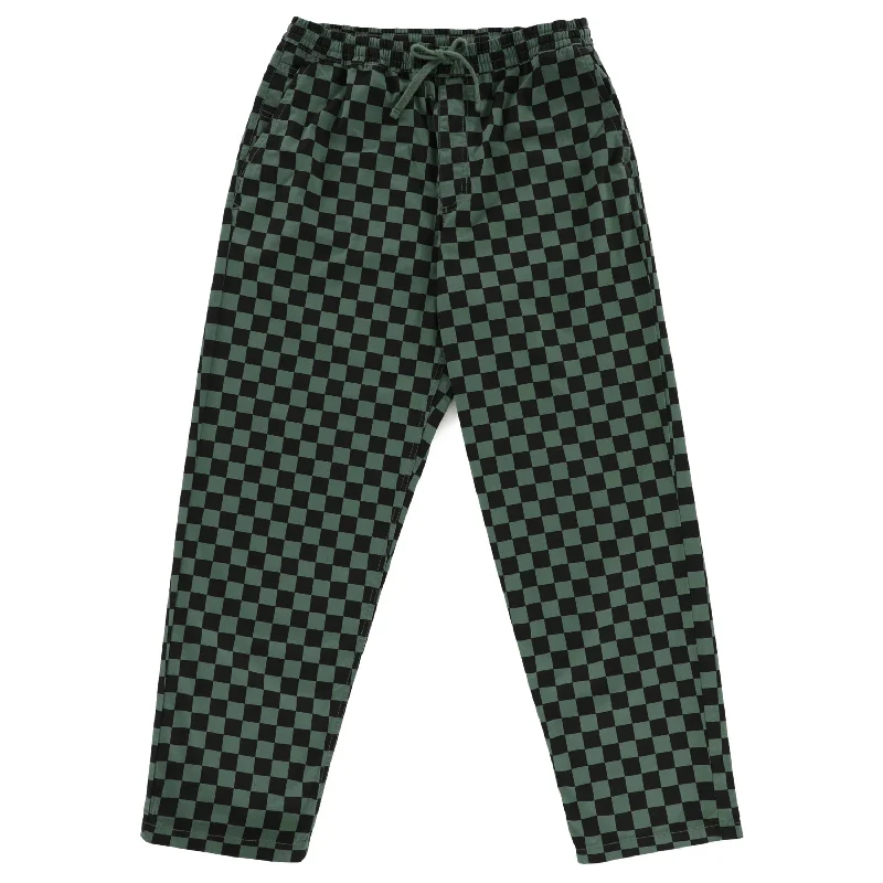 Lightweight travel pants for long flight comfort -VANS RANGE BAGGY TAPERED ELASTIC WAIST PANT DUCK GREEN / BLACK