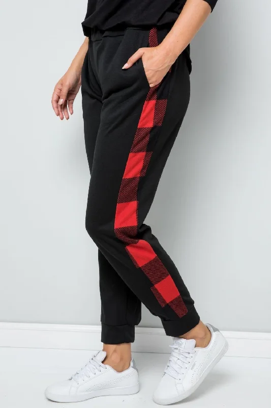 Bold patterned pants for standout fashion statements -Celeste Design Full Size Plaid Side Print Sweatpants