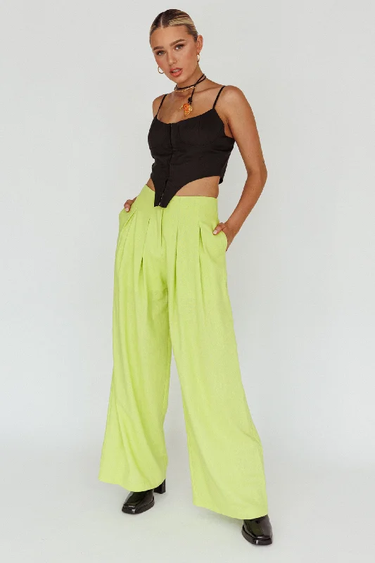 Casual twill pants for easygoing daily outfits -Sloan Side Pocket Trouser Pants Lime