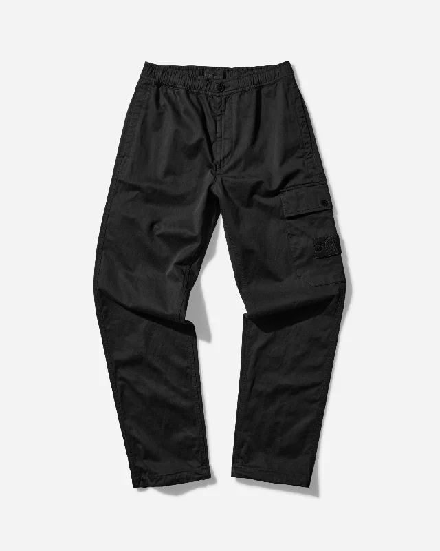 Flowy linen pants for relaxed tropical vacations -Ghost Stretch Cotton Wool Satin Cargo Pants Black