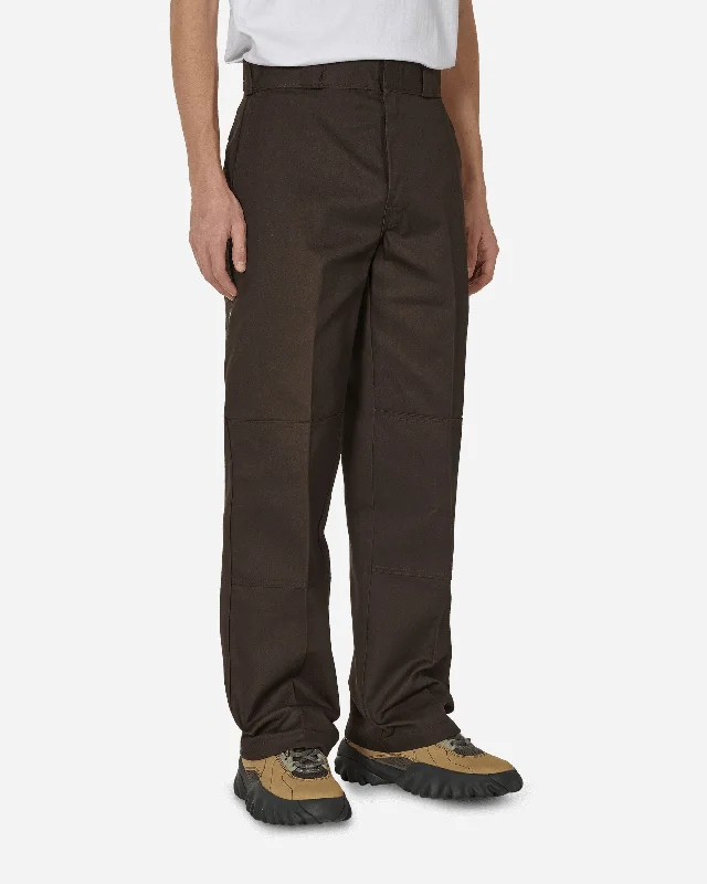 Relaxed fit pants for laid-back comfort wear -Double Knee Work Pants Dark Brown