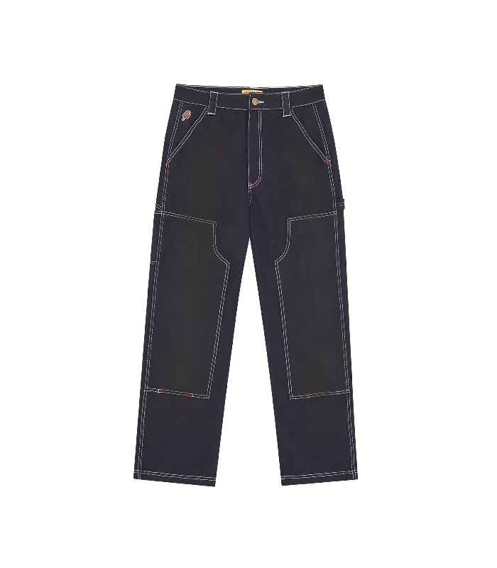 Casual twill pants for easygoing daily outfits -OIL STAINED CARPENTER PANTS - BLUE