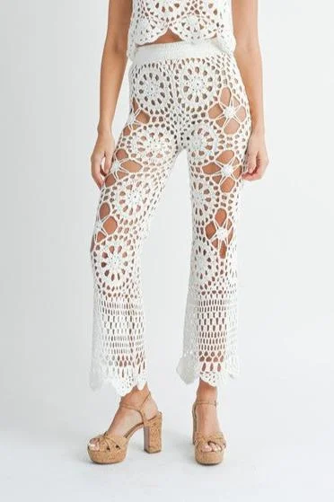 Lightweight jogger pants for summer evening strolls -Main Character Moment Crochet Flare Pants