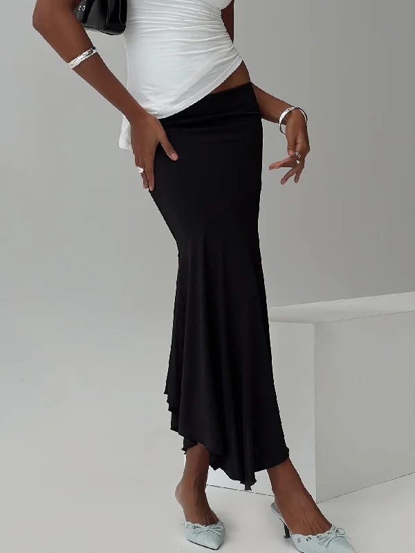 Leather Long Skirts for Luxury -Dreamberry Maxi Skirt Black