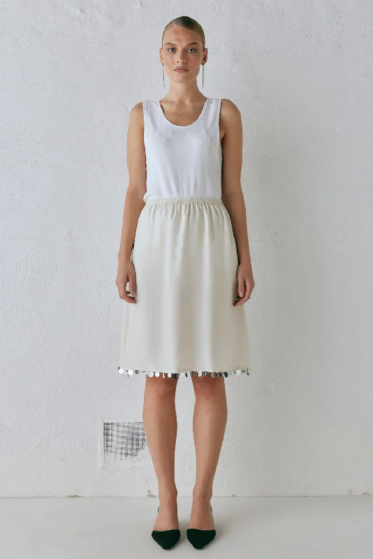 Cute denim skirts for youthful cool -Spritz Midi Skirt Cream