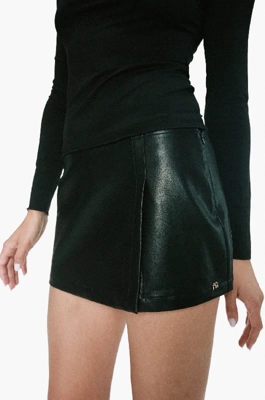 Affordable denim skirts for everyday cool -MICRO MINI SKIRT - BLACK VEGAN LEATHER