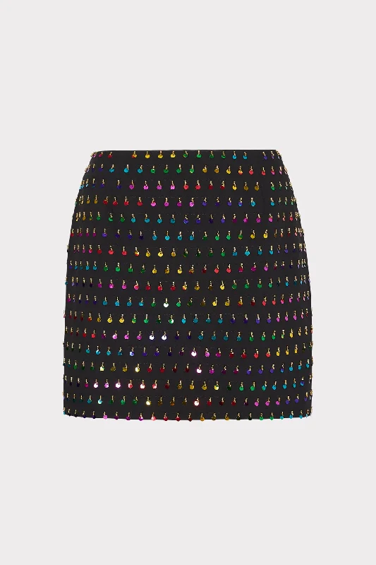 Soft skirts with plush cotton lining -Modern Mini Beaded Sequin Skirt