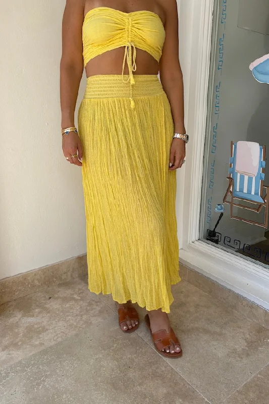 Flowy skirts for relaxed vacation wear -Calypso Skirt Lemon/Gold