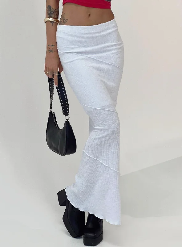 Punk Long Skirts with Spikes -Oscar Maxi Skirt White Tall