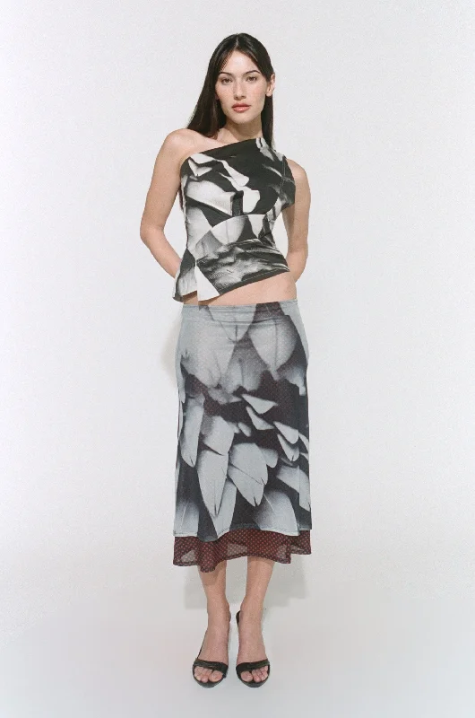 Casual skirts for effortless everyday wear -MARIA SKIRT - FEATHER PRINT