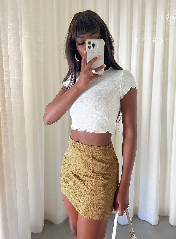 Straight Short Skirts for Simple -Selby Textured Mini Skirt Beige