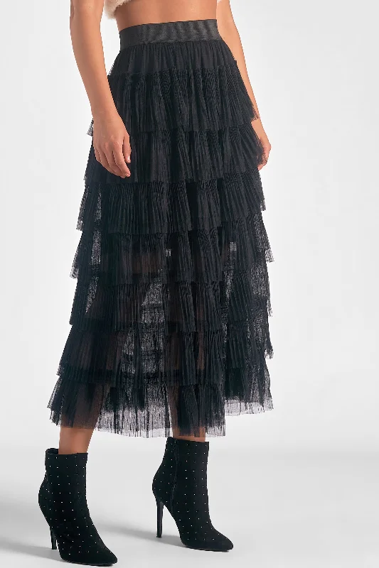 Patterned midi skirts for eye-catching style -Layered Tulle Midi Skirt