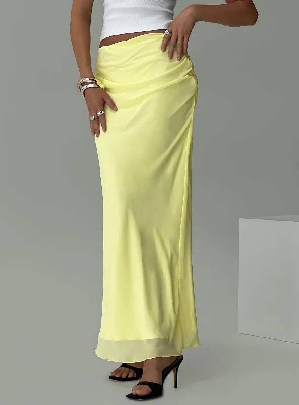 Gray Long Skirts for Subtle -Herrera Maxi Skirt Yellow