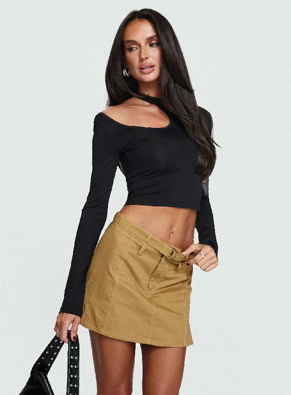 Silk Long Skirts for Luxurious -Rojas Mini Skirt Camel