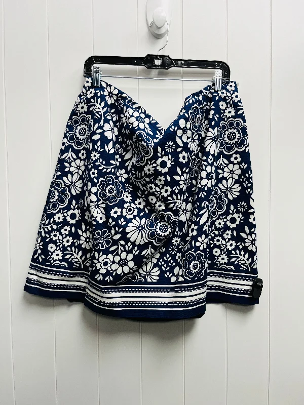 Bold floral skirts for vibrant spring fashion -Blue & White Skirt Mini & Short Talbots, Size 18