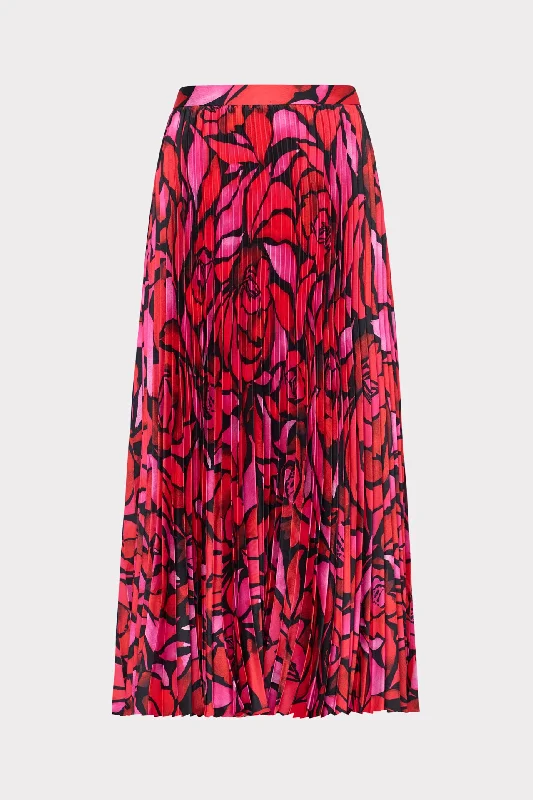 Patterned midi skirts for eye-catching style -Otha Dream Rose Pleated Skirt