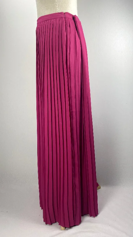 Long Skirts for Dinner Dates -Pleated Maxi Skirt, Fuschia