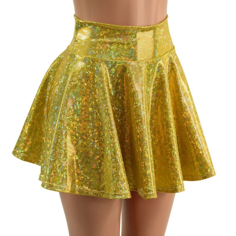 Flowy floral skirts for springtime elegance -Gold Kaleidoscope Circle Cut Mini Skirt