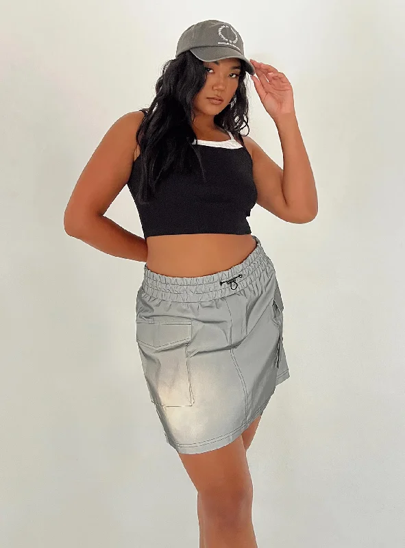 Long Skirts for Casual Outings -Leyana Cargo Mini Skirt Grey