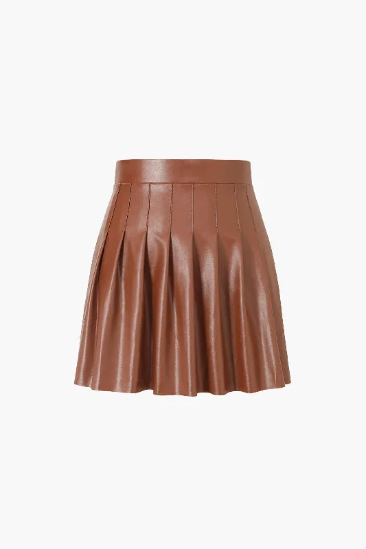 High-waisted pencil skirts for professional office wear -Faux Leather Pleated Mini Skirt