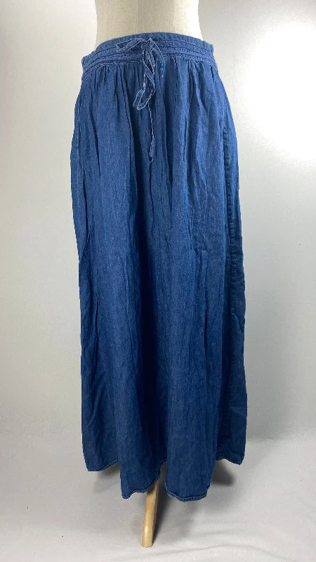 Long Skirts for Shopping Trips -Denim Maxi Skirt, Blue