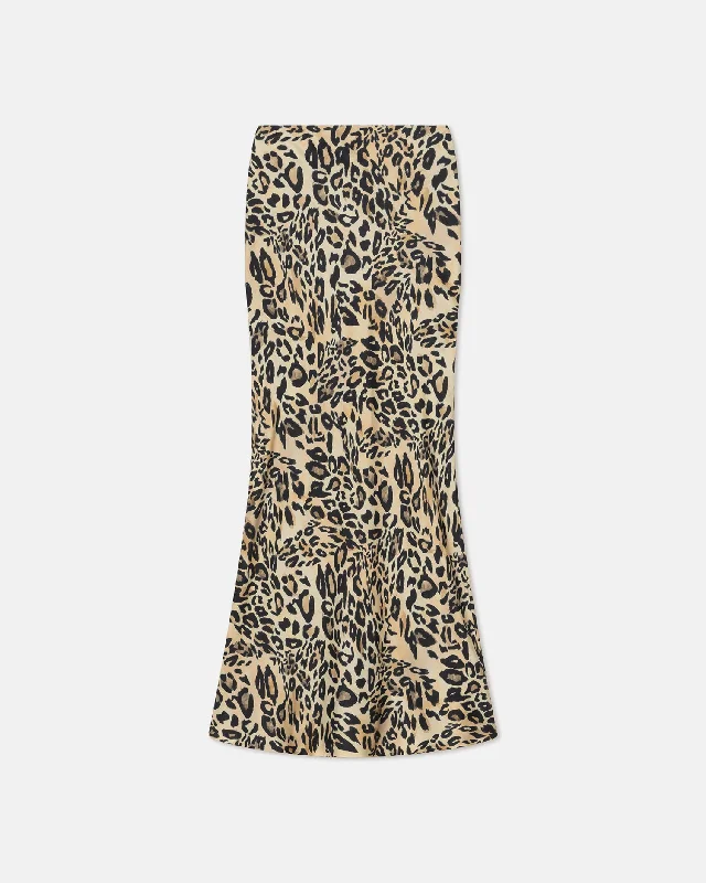 Trendy midi skirts for modern fashionistas -Sabeen - Printed Twill-Silk Midi Skirt - Leopard