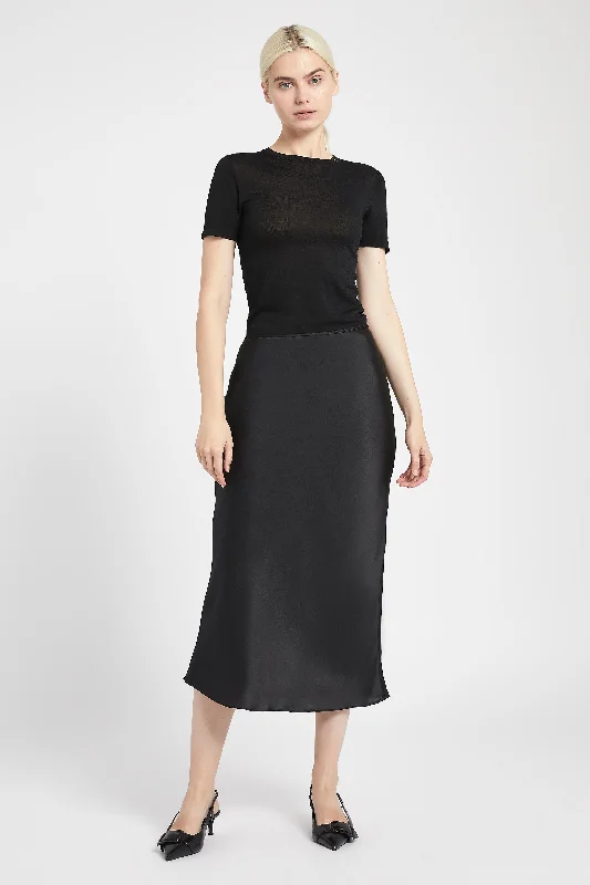 Affordable skirts for budget-friendly wardrobe updates -Satin Slip Midi Skirt - Black