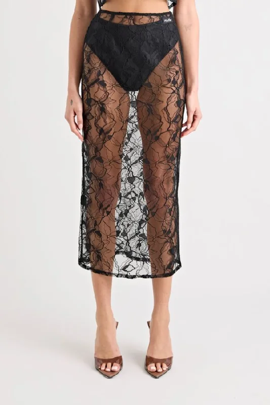 Classic skirts with subtle texture weave -Astrid Lace Skirt Black