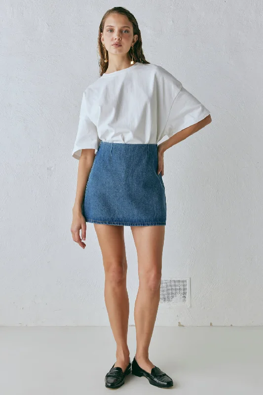 Trendy midi skirts for modern fashionistas -Anna Denim Mini Skirt Blue