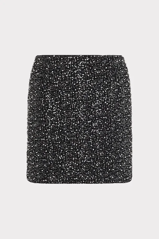 Trendy midi skirts for modern fashionistas -Beaded Tweed Modern Mini Skirt