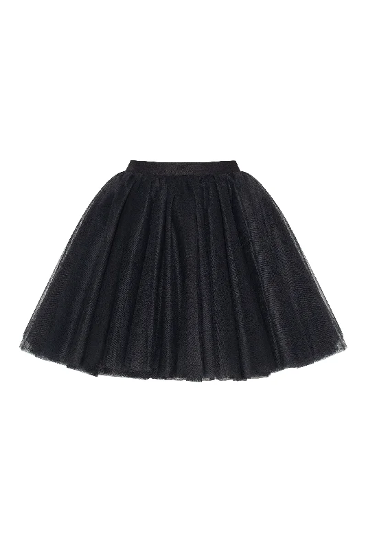 Luxury skirts with elegant silk sheen -Gathered organza mini skirt in black, Xo Xo