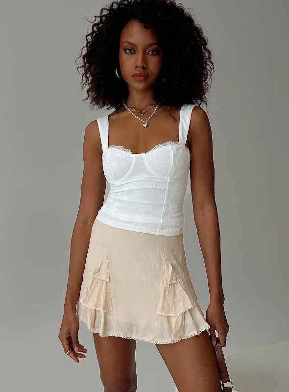 Skort Short Skirts for Practical -Foalie Ruffle Mini Skirt Beige