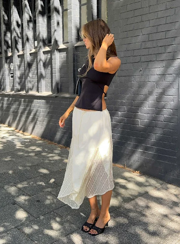 Black Long Skirts for Versatile -Madame Lace Maxi Skirt Cream Tall