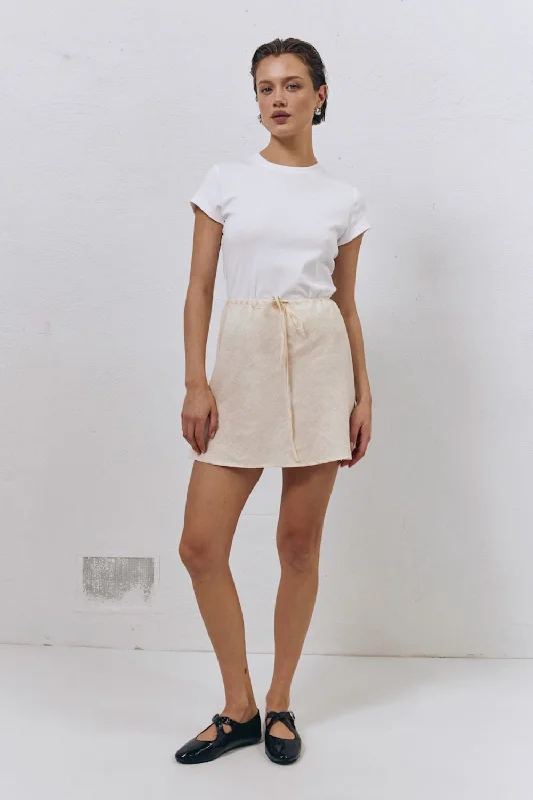 High-waisted pencil skirts for professional office wear -The Way To San Jose Bias Cut Linen Mini Skirt Cream