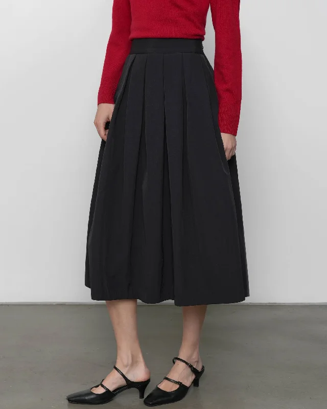 Midi pencil skirts for polished business attire -Ayla Pleated Midi Skirt