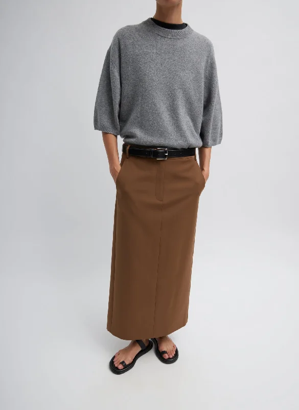 High-waisted Long Skirts for Shape -Tropical Wool Maxi Trouser Skirt