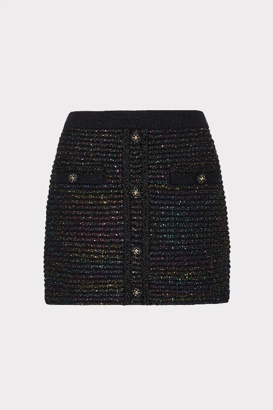 Vintage pencil skirts for nostalgic chic -Sequin Textured Knit Mini Skirt