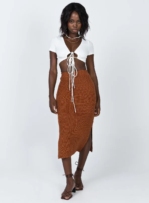 Layered Short Skirts for Fun -Zanna Midi Skirt Brown