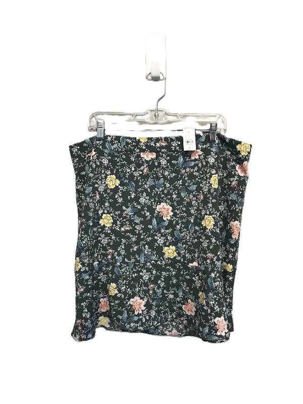 Stretch denim skirts for comfy wear -Floral Print Skirt Midi By Loft, Size: 16