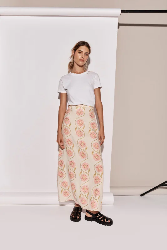 Lightweight cotton skirts for summer ease -Ari Linen Maxi Skirt Bloom