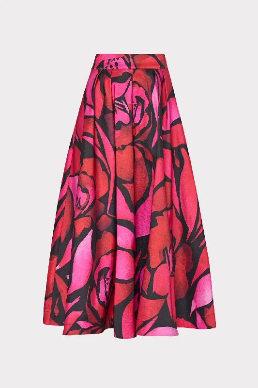 Wrap maxi skirts for versatile styling options -Juliet Dream Rose Taffeta Midi Skirt