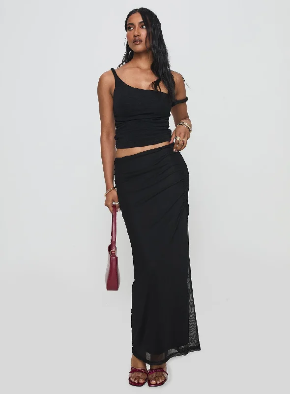 Short Skirts for Summer Days -Mastermind Ruched Maxi Skirt Black